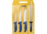 Ergogrip Starter-Set, 4-Teilig, Messer Blau, Blockmesser, Ausbeinmesser, Stechmesser, Wetzstahl