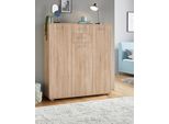 Kombikommode Priess, Braun (Struktureichefarben Hell), B:123Cm H:135Cm T:38Cm, Holzwerkstoff, Sideboards, Kombikommode