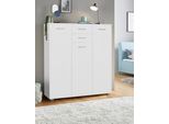 Kombikommode Priess, Weiß, B:123Cm H:135Cm T:38Cm, Holzwerkstoff, Sideboards, Kombikommode