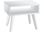 Nachttisch Hasena "Jaca", Weiß (Weiß Deckend, Weiß Deckend Lackiert), B:50Cm H:42Cm T:41Cm, Buche Massiv, Lackiert, Tische, Nachttisch