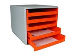 M&M Schubladenbox orange 30050959, DIN A4 mit 5 Schubladen
