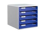 LEITZ Schubladenbox Post-Set blau 52800035, DIN A4 mit 5 Schubladen