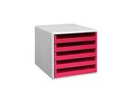 M&M Schubladenbox sunset-red 30050960, DIN A4 mit 5 Schubladen