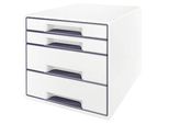 LEITZ Schubladenbox WOW CUBE perlweiß/grau 5213-20-01, DIN A4 mit 4 Schubladen