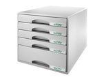 LEITZ Schubladenbox Plus grau 52110085, DIN A4 mit 5 Schubladen