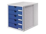 HAN Schubladenbox System-Box blau 1450-14, DIN C4 mit 5 Schubladen