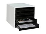 M&M Schubladenbox schwarz 30050901, DIN A4 mit 5 Schubladen