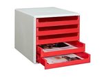 M&M Schubladenbox rot 30050906, DIN A4 mit 5 Schubladen