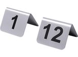 Targhetta Numerica Da Tavolo Con Numeri Da 1 A 12 Con Cifre Serigrafate Nere, In Acciaio Inossidabile 18/10, Satinato, Spessore Del Materiale: 0,8 Mm, Superficie 5,3 X 4,5 Cm, L'impronta Non è Lavabile In Lavastoviglie, Qualità Pesante; Confezione Con Ogni Targhetta Numerica Da Tavolo, Con Cifre Serigrafate Nere