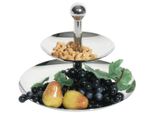 Etagere A Ciotola Con Due Ciotole Interamente In Acciaio Inox, Finitura Lucida, Ciotole Alte 2 Cm