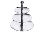 Etagere A Ciotola Con Tre Ciotole Interamente In Acciaio Inox, Finitura Lucida, Ciotole Alte 2 Cm