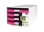HAN Schubladenbox IMPULS pink 1013-56, DIN C4 mit 4 Schubladen