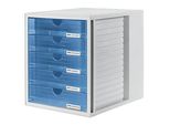 HAN Schubladenbox blau-transparent 1450-64, DIN A4 mit 5 Schubladen