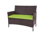 Poly-Rattan Gartenbank Hamar, Sitzbank Bank ~ Braun-Meliert, Kissen GrüN