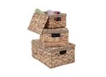 3Er Set Aufbewahrungsbox MCW-C23, Truhe Kiste Box Mit Deckel, Wasserhyazinthe Naturfarben