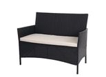 Poly-Rattan Gartenbank Hamar, Sitzbank Bank ~ Anthrazit, Kissen Creme