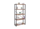 BüCherregal MCW-A27, Standregal Wohnregal, 165X80Cm 3D-Struktur 5 Ebenen, Wildeiche-Optik