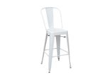 Barhocker MCW-A73, Barstuhl Tresenhocker Mit Lehne, Metall Industriedesign ~ Weiß