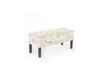 Bank Sitzbank Aufbewahrungstruhe Renens Stoff/Textil 95X36X44 Cm Mvg-Zertifiziert ~ Schriftzug Creme