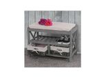 Schuhregal MCW-C48, Sitzbank Schuhablage, Shabby-Look Vintage 45X65X34Cm ~ Grau