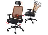 BüRostuhl MCW-A20, Schreibtischstuhl Drehstuhl, Ergonomisch KopfstüTze Stoff/Textil ~ Schwarz/Orange