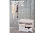 Garderobe Mit Sitzbank Kommode Mit 2 KöRben 42X62X33Cm, Shabby-Look, Vintage ~ Weiß