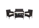 Poly-Rattan Garnitur MCW-F55, Balkon-/Garten-/Lounge-Set Sofa Sitzgruppe ~ Braun, Kissen Creme