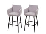 2Er-Set Barhocker MCW-H93, Barstuhl Tresenhocker, FußAblage Metall ~ Stoff/Textil Hellgrau
