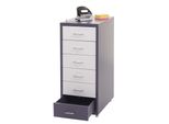 Rollcontainer Preston T851, Schubladenschrank Stahlschrank, 69X28X41Cm 6 Schubladen ~ Dunkelgrau Weiß-Dunkelgrau