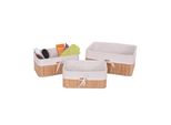 3Er Set Aufbewahrungskorb MCW-C21, Korb Aufbewahrungsbox Ordnungsbox Sortierbox Regalkorb, Bambus ~ Naturfarben