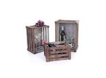 3Er Set Holzkiste MCW-C56, Weinkiste Dekokiste Aufbewahrungskiste Obstkiste, Shabby-Look Vintage ~ Braun, Shabby