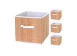 4Er-Set Faltbox MCW-C21, Korb Aufbewahrungskorb Ordnungsbox Sortierbox Aufbewahrungsbox, Bambus 32X32X32Cm ~ Naturfarben