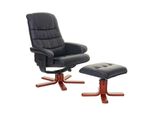 Relaxsessel MCW-E30, Fernsehsessel Liegesessel Tv-Sessel Mit Hocker ~ Kunstleder Schwarz