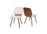 2Er-Set Esszimmerstuhl MCW-B16, Holz Bugholz Retro-Design Walnussoptik, Mvg-Zertifiziert ~ Kunstleder Creme
