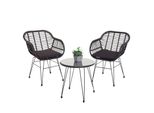 Poly-Rattan Garnitur MCW-G17, Balkon-Set Gartengarnitur Sitzgruppe Stuhl, Seil ~ Anthrazit, Kissen Anthrazit