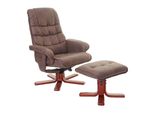 Relaxsessel MCW-E30, Fernsehsessel Liegesessel Tv-Sessel Mit Hocker ~ Wildlederimitat Braun