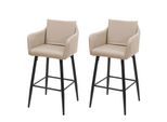 2Er-Set Barhocker MCW-H93, Barstuhl Tresenhocker, FußAblage Metall ~ Kunstleder Taupe-Beige