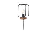 Brilliant Lampe, Tosh Wandleuchte Mit Zuleitung Antik Holz/Schwarz Korund, 1X A60, E27, 40W, Holz Aus Nachhaltiger Waldwirtschaft (Fsc)