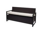 Poly-Rattan 3Er Sitzbank MCW-F39, Gartenbank Truhenbank, Staufach Aufbewahrung Sitzkissen ~ Braun, Kissen Creme