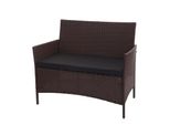Poly-Rattan Gartenbank Hamar, Sitzbank Bank ~ Braun-Meliert, Kissen Schwarz