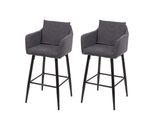 2Er-Set Barhocker MCW-H93, Barstuhl Tresenhocker, FußAblage Metall ~ Stoff/Textil Dunkelgrau