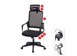 BüRostuhl MCW-J52, Drehstuhl Schreibtischstuhl, Ergonomisch KopfstüTze, Kunstleder ~ Schwarz