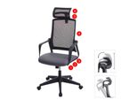 BüRostuhl MCW-J52, Drehstuhl Schreibtischstuhl, Ergonomisch KopfstüTze, Kunstleder ~ Grau
