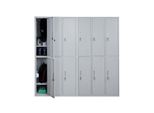 SchließFach Preston T829, SchließFachschrank Wertfachschrank Spind, Metall 12 FäCher ~ Grau