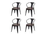 4Er-Set Esszimmerstuhl Mcw-H10D, Stuhl KüChenstuhl, Chesterfield Metall Kunstleder Industrial Gastronomie ~ Schwarz-Braun