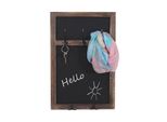 Wandgarderobe MCW-C51, Garderobe Kreidetafel Wandtafel, 5 Haken 55X34Cm ~ Braun, Shabby