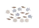 Rayher Holz-Streudeko grau/natur Fische und Korallen 20 St.