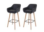 2Er-Set Barhocker Vaasa T381, Barstuhl Tresenhocker ~ Kunstleder, Schwarz