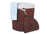 EckwäSchekorb MCW-C21, Laundry WäSchebox WäSchesammler WäSchebehäLter, Bambus 61X48X35Cm 50L ~ Braun
