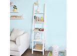 Sobuy Scaffale Da Parete, Scaffale Da Bagno, Scaffale A Scala, Scaffale In Piedi, Libreria, Con Cinque Ripiani In Bianco, FRG101-W